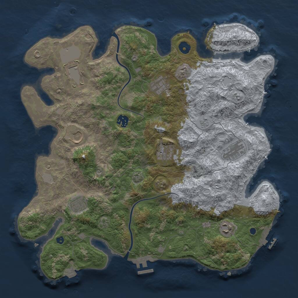 Rust Map: Procedural Map, Size: 3800, Seed: 11631769, 14 Monuments