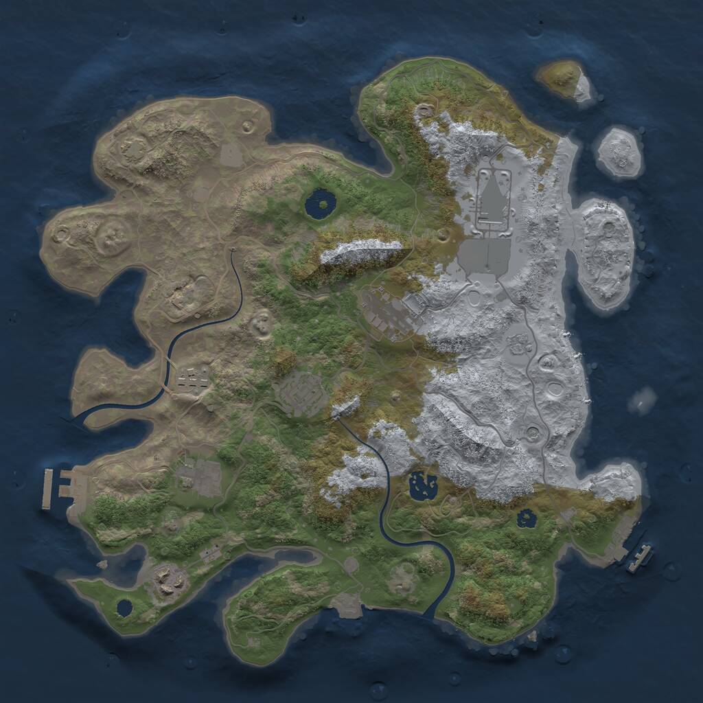 Rust Map: Procedural Map, Size: 3500, Seed: 1020453577, 13 Monuments