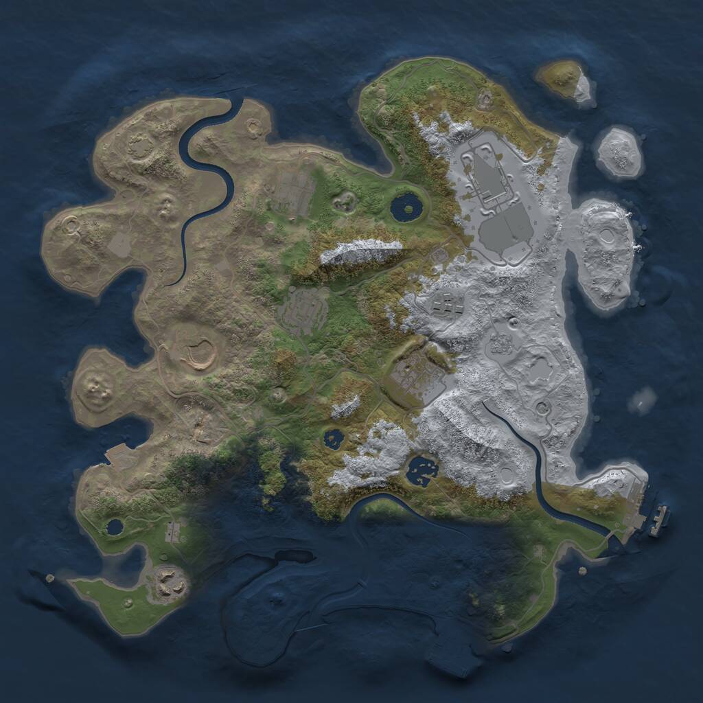 Rust Map: Procedural Map, Size: 3500, Seed: 1020453577, 14 Monuments