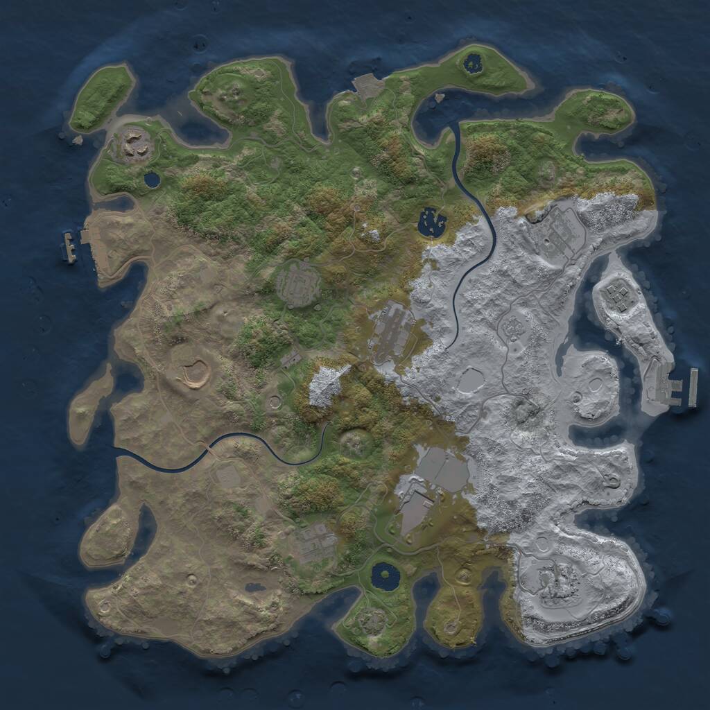 Rust Map: Procedural Map, Size: 3700, Seed: 1886854236, 16 Monuments