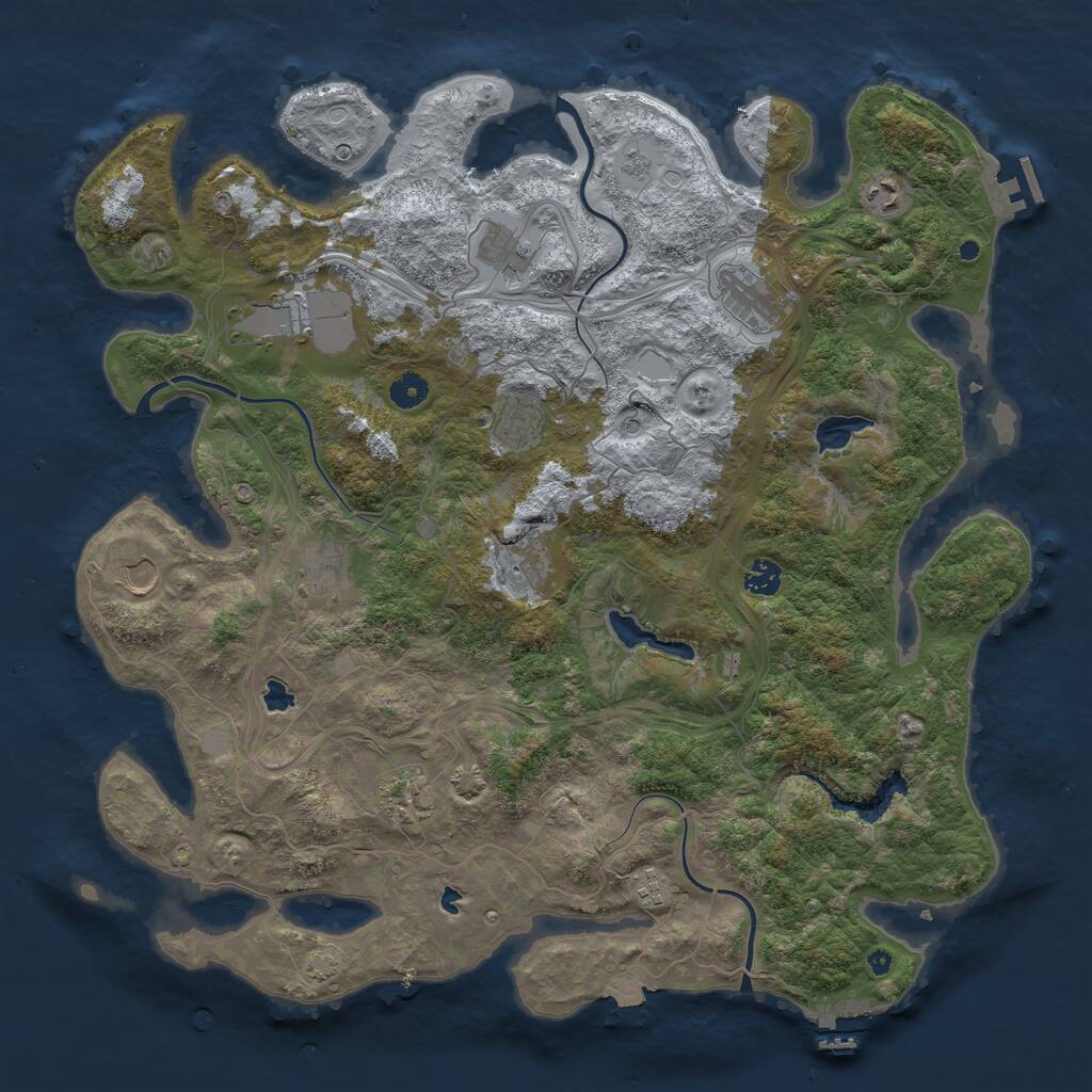 Rust Map: Procedural Map, Size: 4500, Seed: 838031929, 17 Monuments