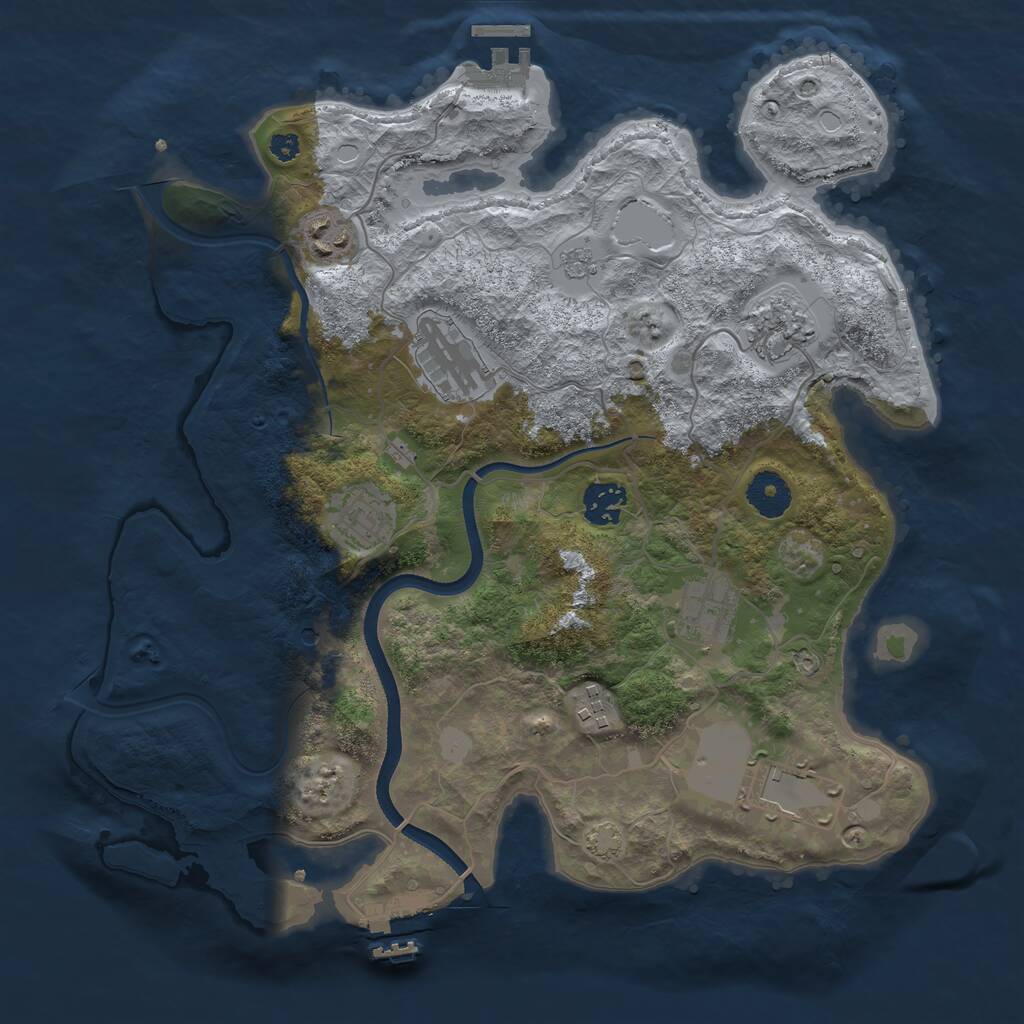 Rust Map: Procedural Map, Size: 3500, Seed: 90909090, 14 Monuments