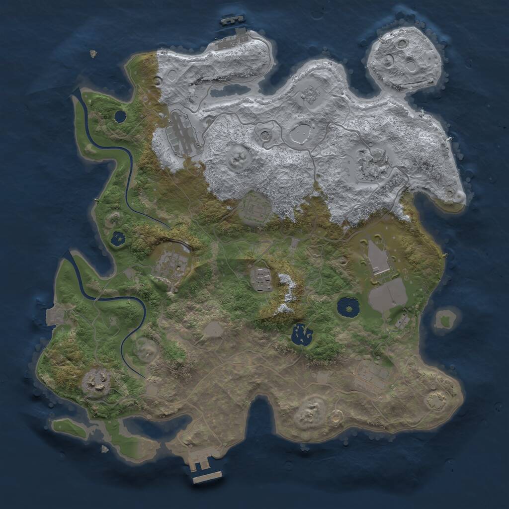 Rust Map: Procedural Map, Size: 3500, Seed: 90909090, 15 Monuments