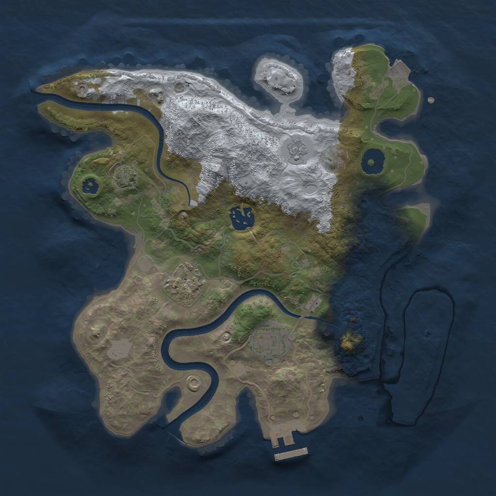 Rust Map: Procedural Map, Size: 3000, Seed: 1100469461, 9 Monuments