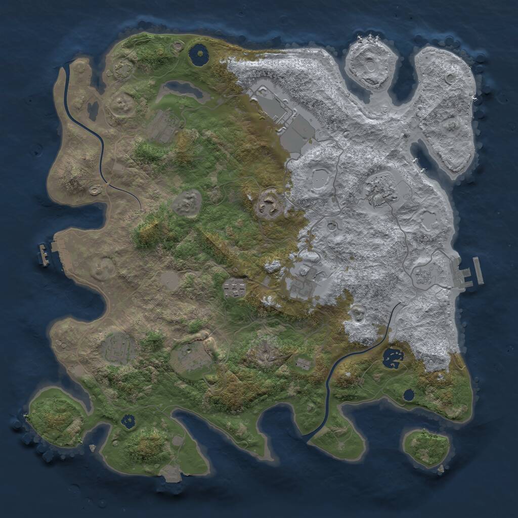 Rust Map: Procedural Map, Size: 3750, Seed: 1124150574, 15 Monuments