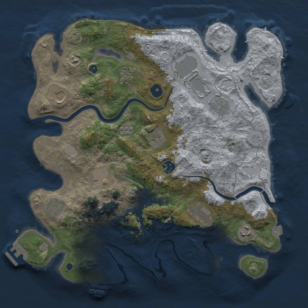 Rust Map: Procedural Map, Size: 3750, Seed: 1124150574, 17 Monuments