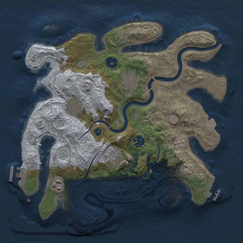 Rust Map: Procedural Map, Size: 3200, Seed: 1303781541, 12 Monuments