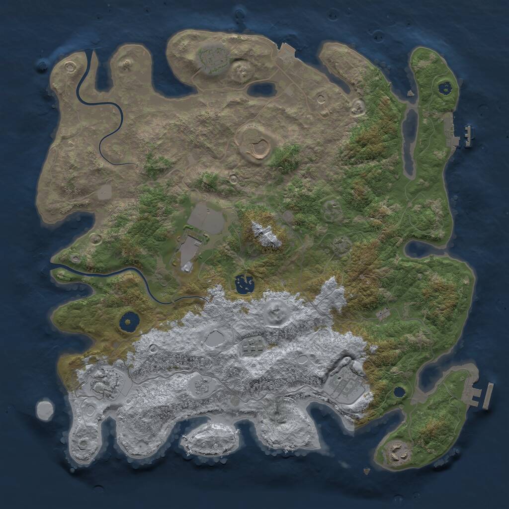 Rust Map: Procedural Map, Size: 3850, Seed: 1869392318, 14 Monuments