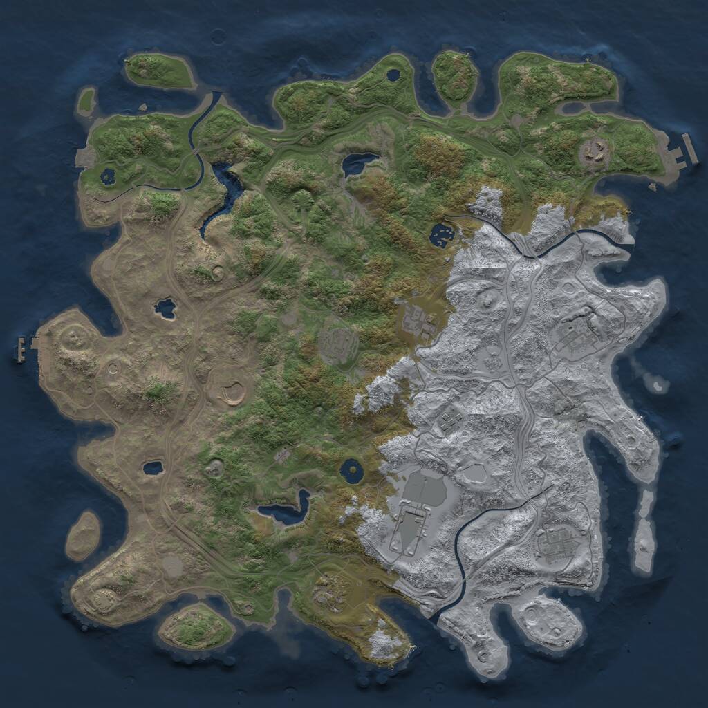 Rust Map: Procedural Map, Size: 4500, Seed: 2092423851, 16 Monuments