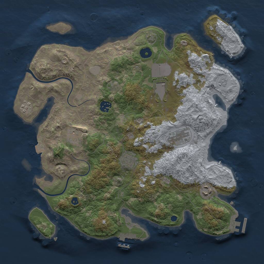 Rust Map: Procedural Map, Size: 3500, Seed: 1302011646, 13 Monuments