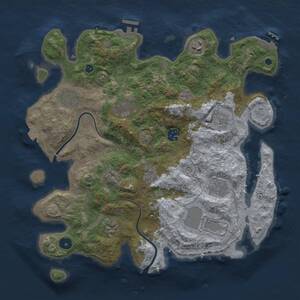 Thumbnail Rust Map: Procedural Map, Size: 3700, Seed: 1075907953, 16 Monuments