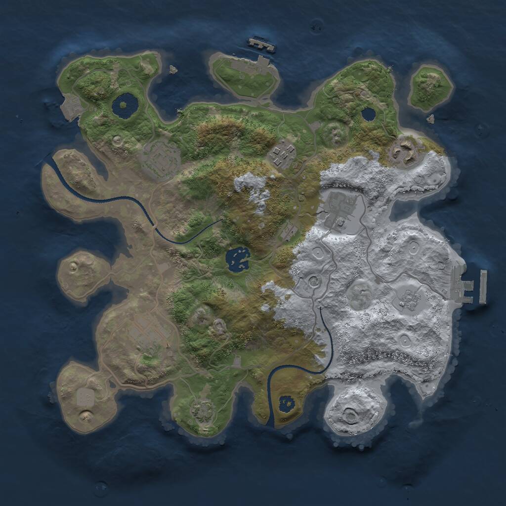 Rust Map: Procedural Map, Size: 3000, Seed: 534698008, 12 Monuments