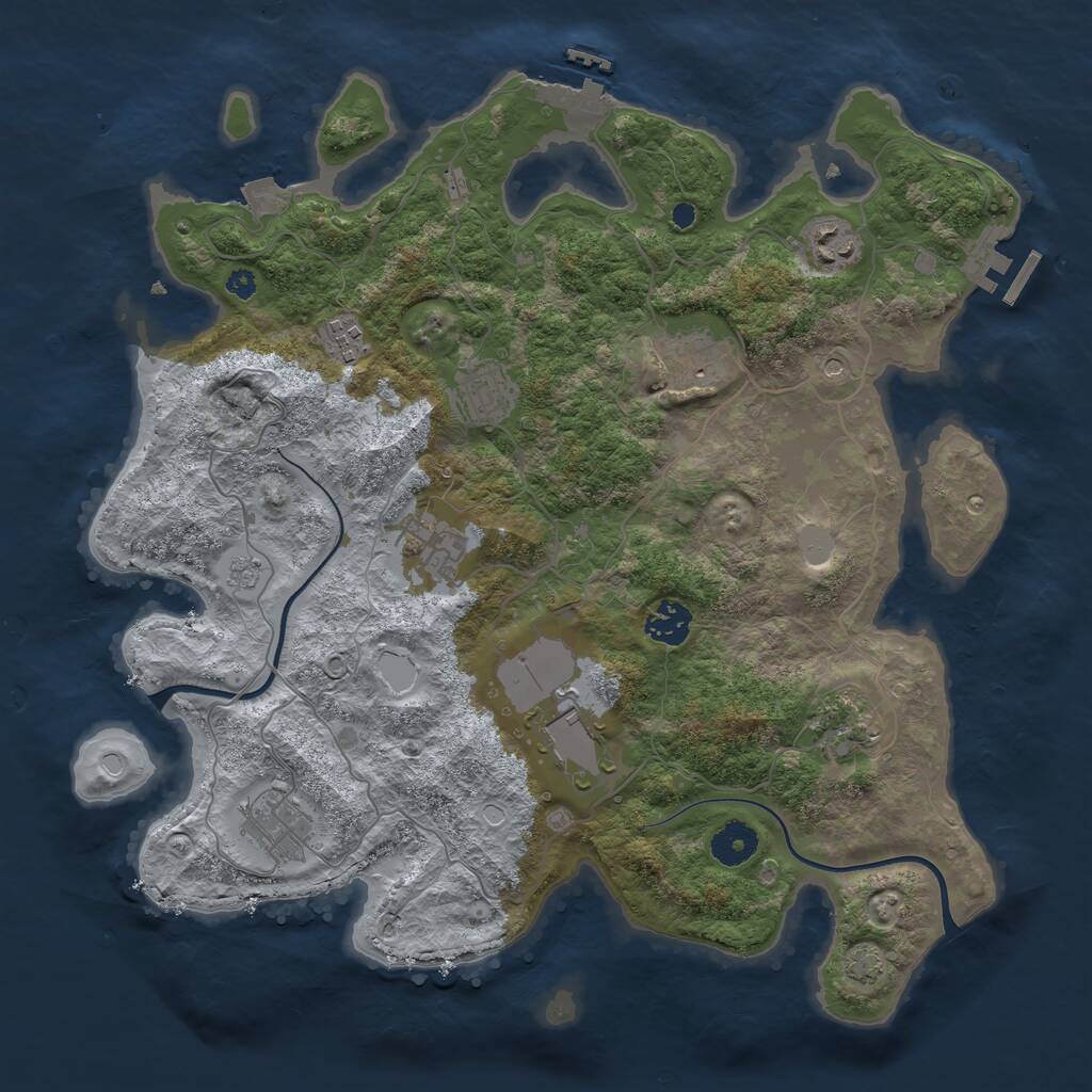 Rust Map: Procedural Map, Size: 3700, Seed: 77043540, 15 Monuments