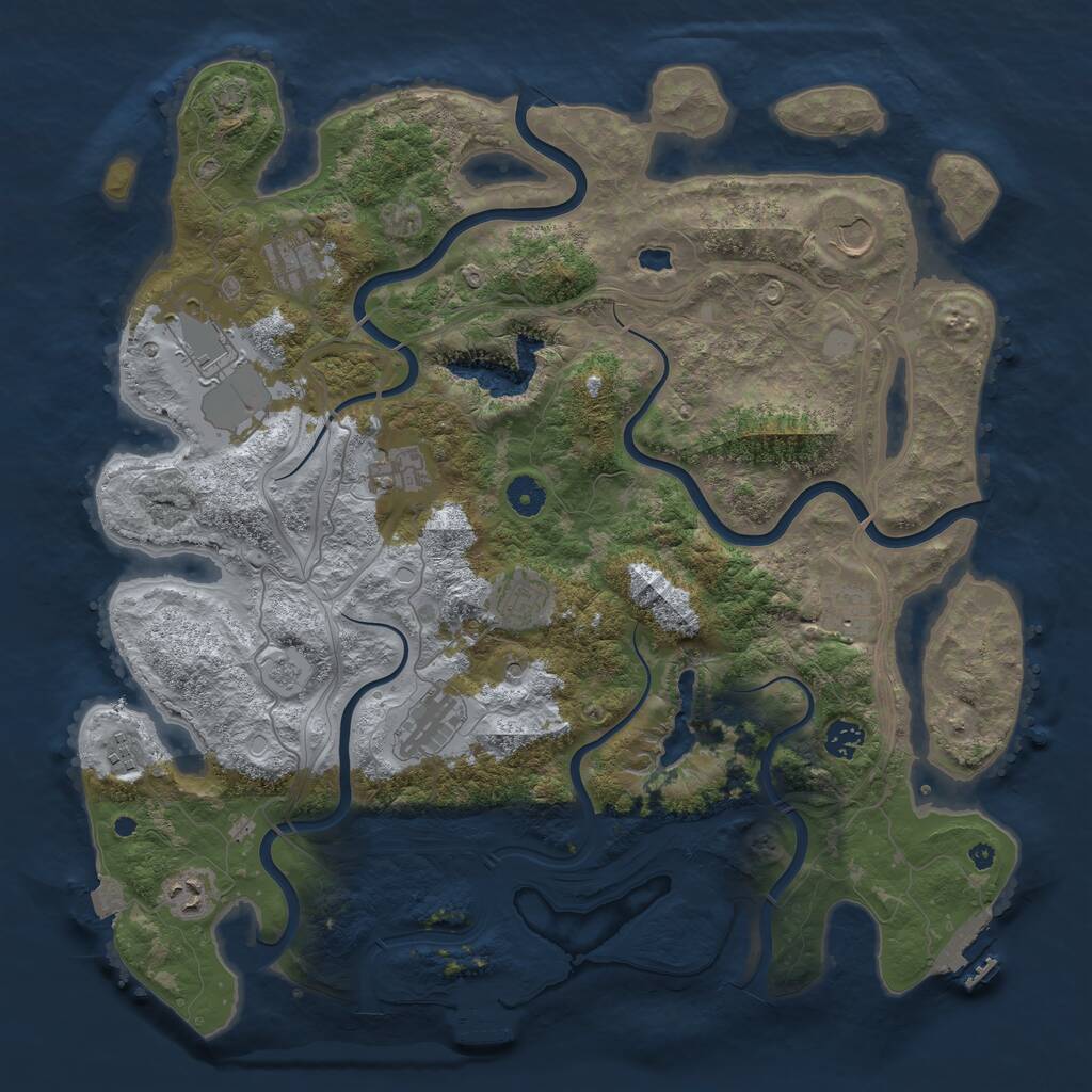Rust Map: Procedural Map, Size: 4250, Seed: 17386500, 16 Monuments