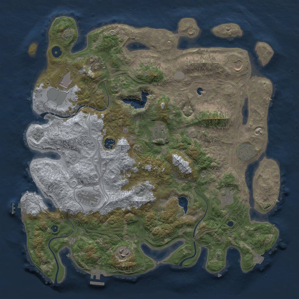 Rust Map: Procedural Map, Size: 4250, Seed: 17386500, 16 Monuments