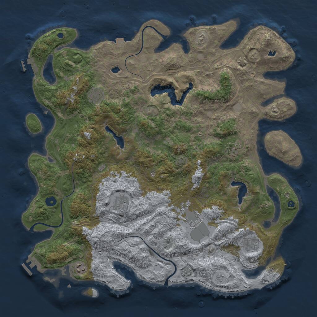 Rust Map: Procedural Map, Size: 4500, Seed: 1282374103, 13 Monuments