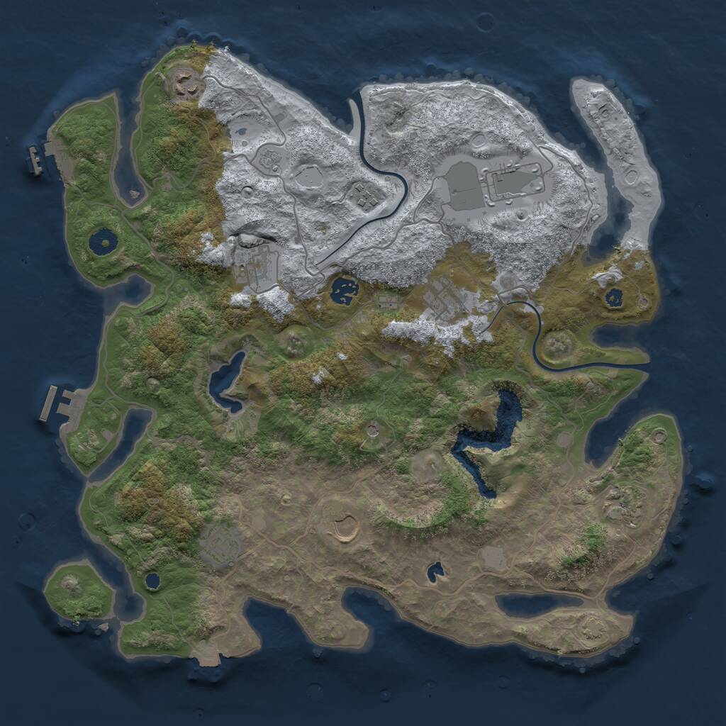 Rust Map: Procedural Map, Size: 4000, Seed: 1543835256, 15 Monuments