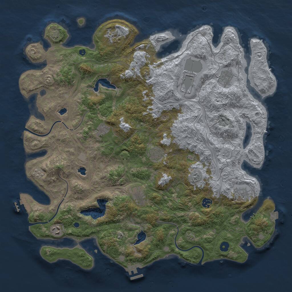 Rust Map: Procedural Map, Size: 4500, Seed: 34273270, 16 Monuments