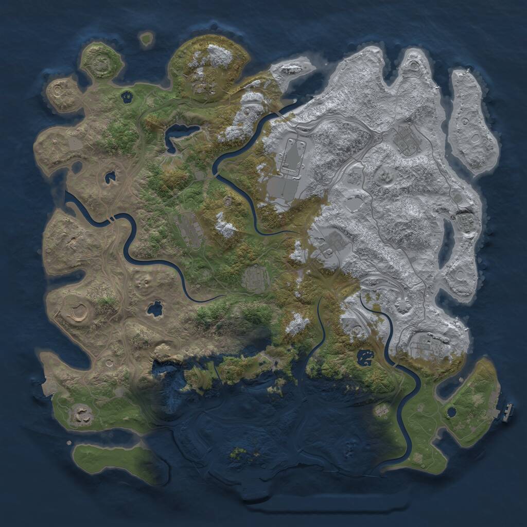 Rust Map: Procedural Map, Size: 4500, Seed: 34273270, 17 Monuments