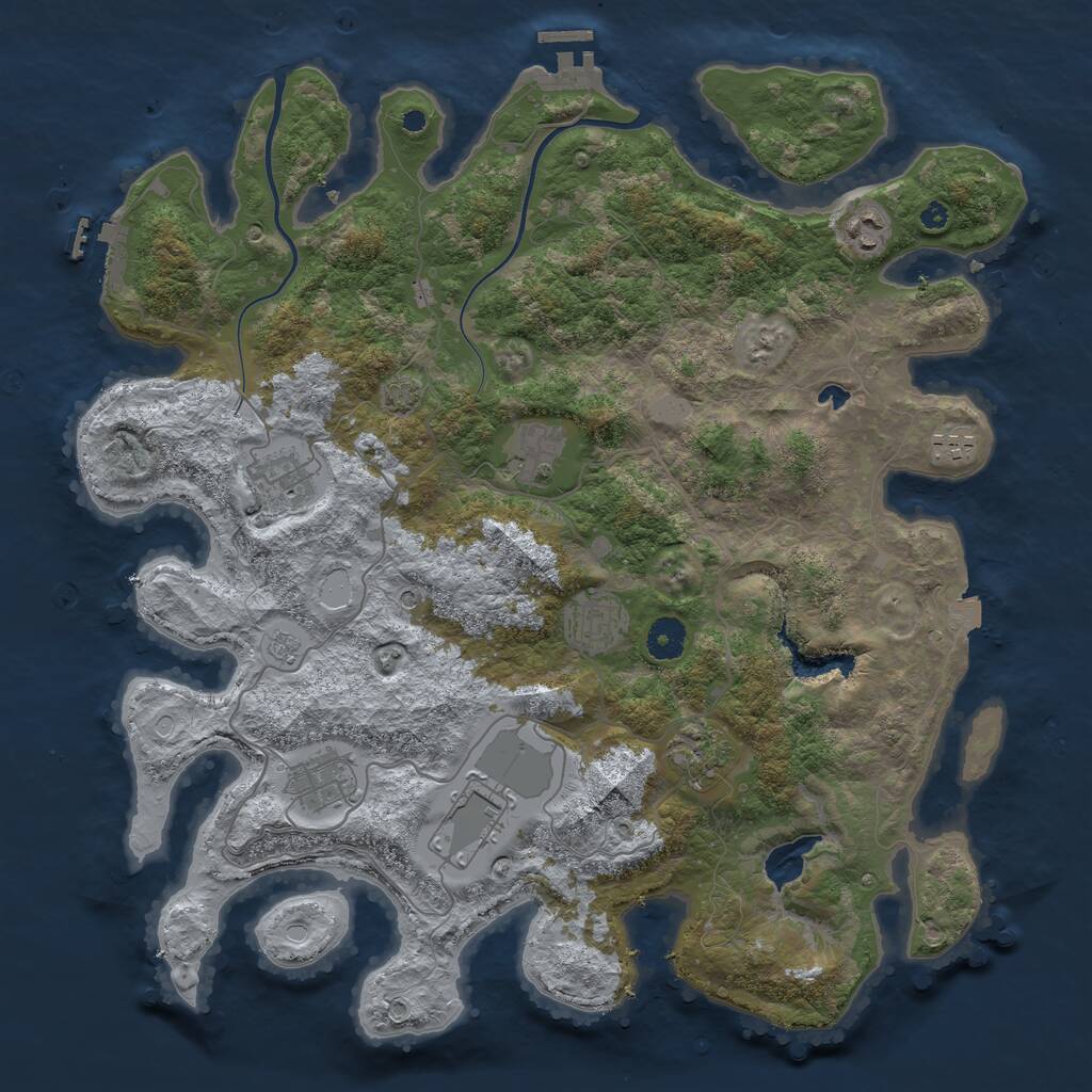 Rust Map: Procedural Map, Size: 4000, Seed: 529948022, 14 Monuments