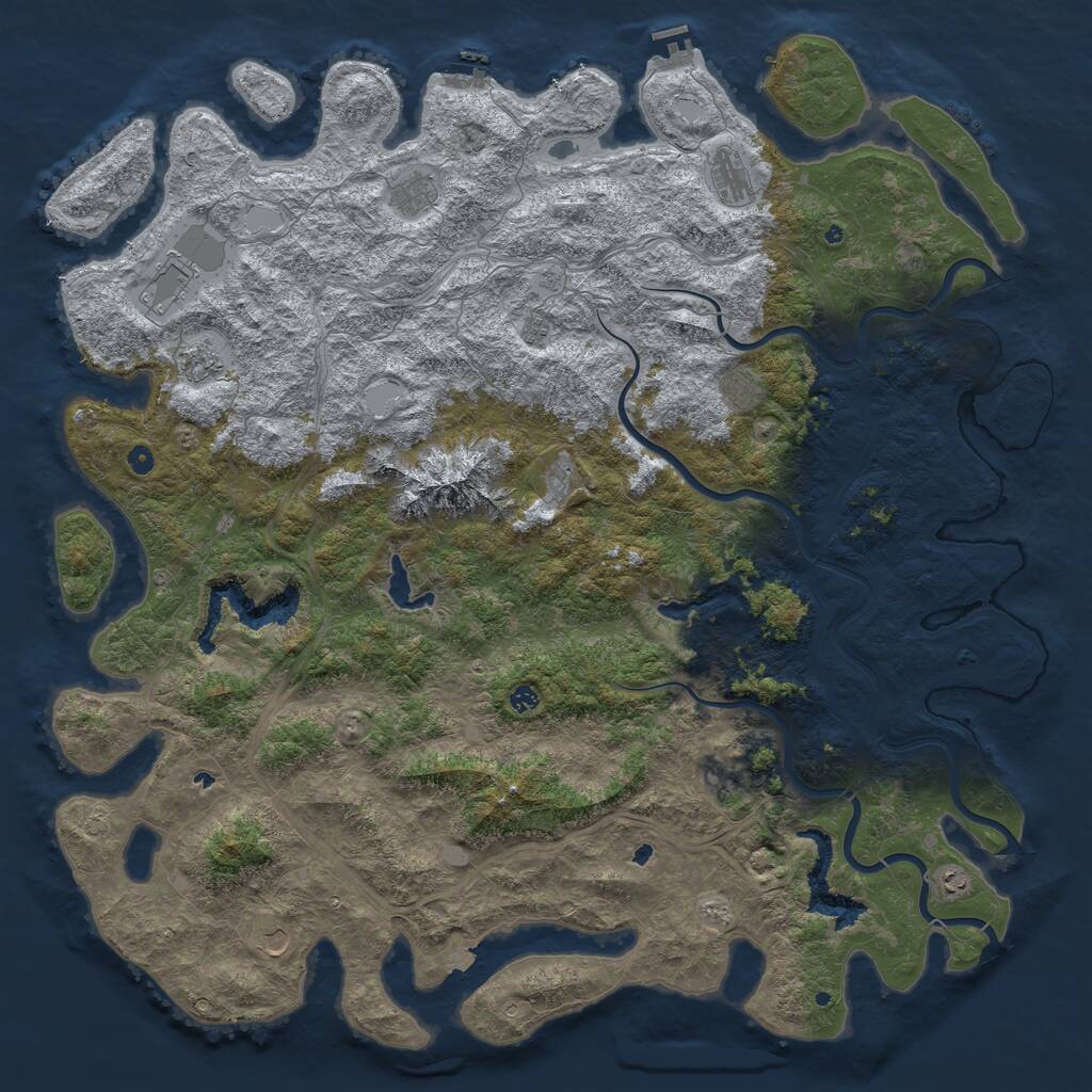 Rust Map: Procedural Map, Size: 6000, Seed: 461934686, 17 Monuments