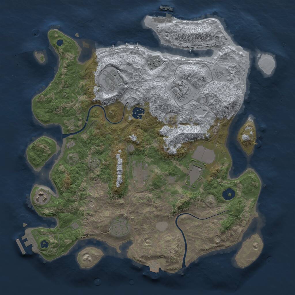 Rust Map: Procedural Map, Size: 3635, Seed: 13825, 14 Monuments