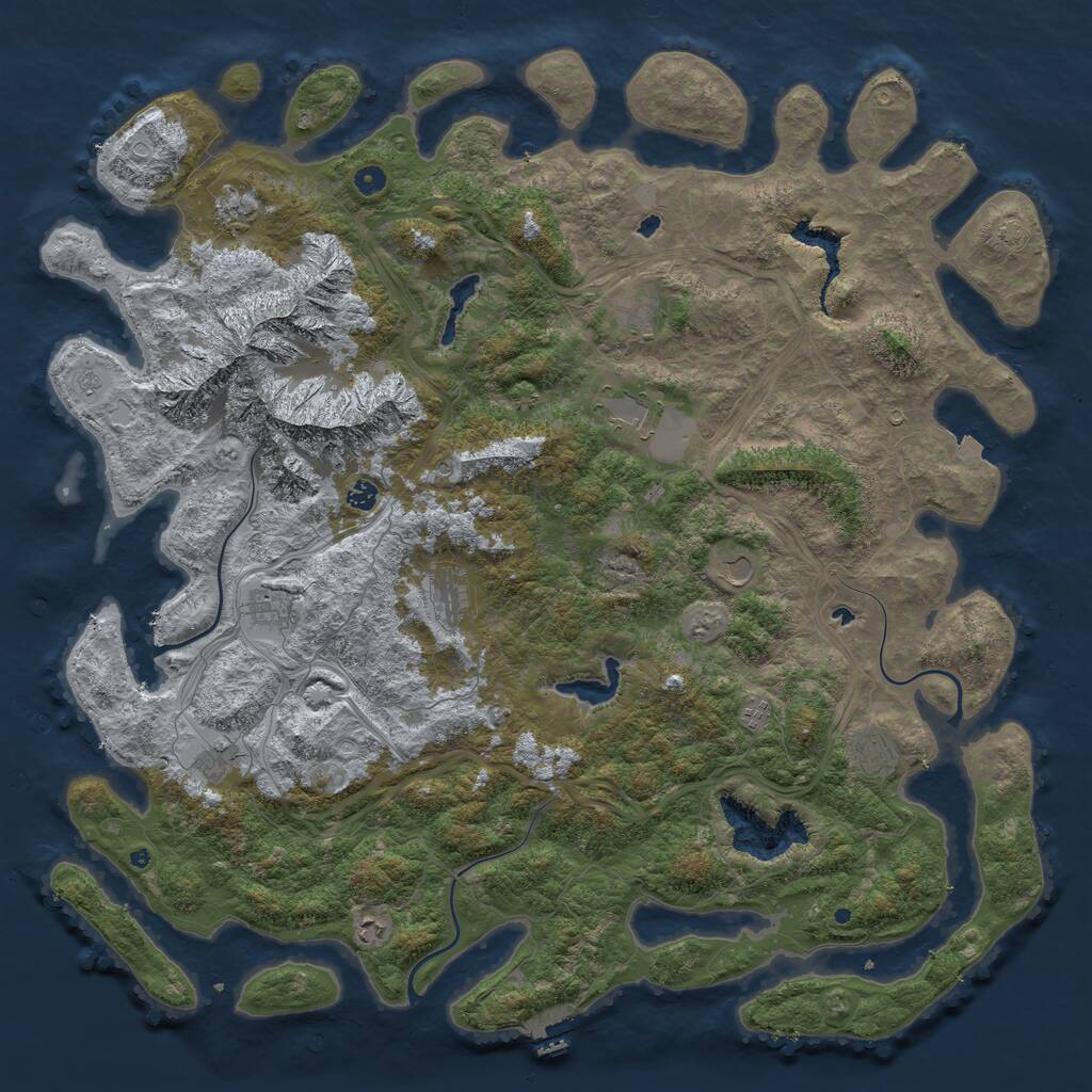 Rust Map: Procedural Map, Size: 5501, Seed: 55001, 16 Monuments