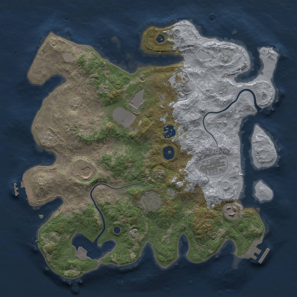 Rust Map: Procedural Map, Size: 3500, Seed: 685839121, 13 Monuments