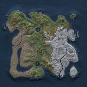 Thumbnail Rust Map: Procedural Map, Size: 3000, Seed: 1998800135, 10 Monuments