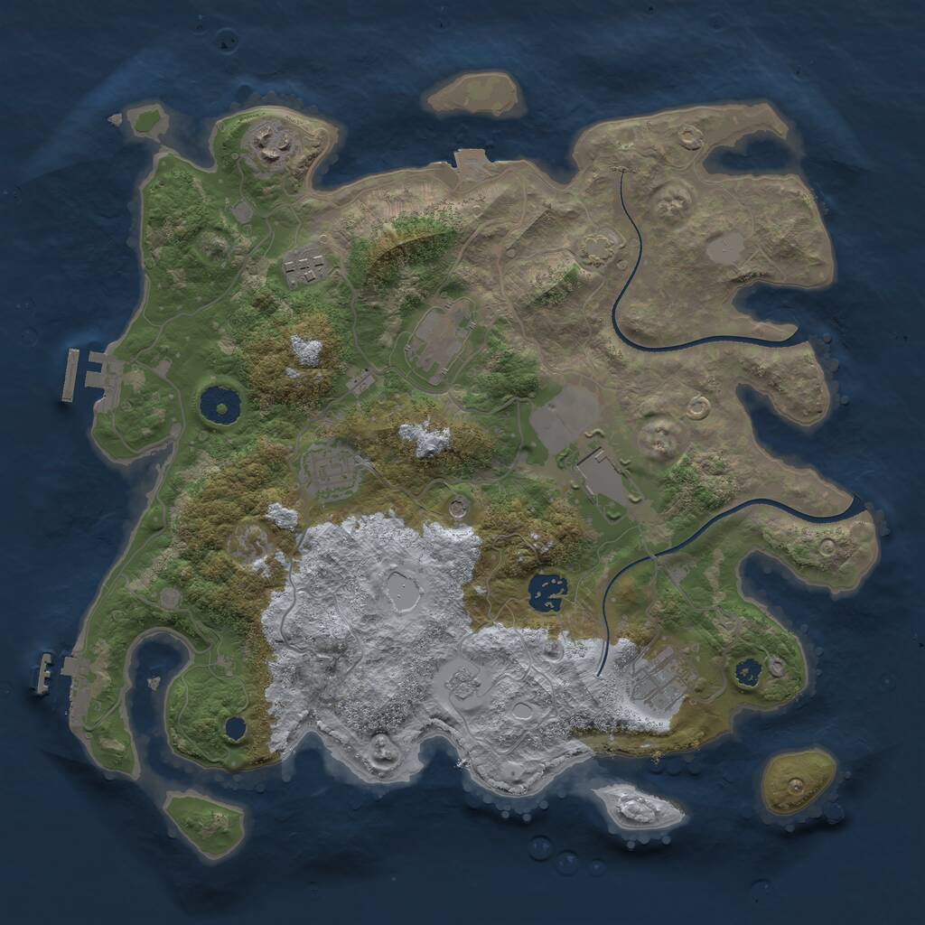 Rust Map: Procedural Map, Size: 3500, Seed: 1859458375, 13 Monuments