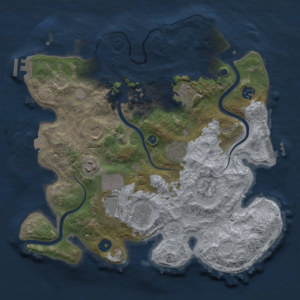 Rust Map: Procedural Map, Size: 3500, Seed: 1675620997, 15 Monuments