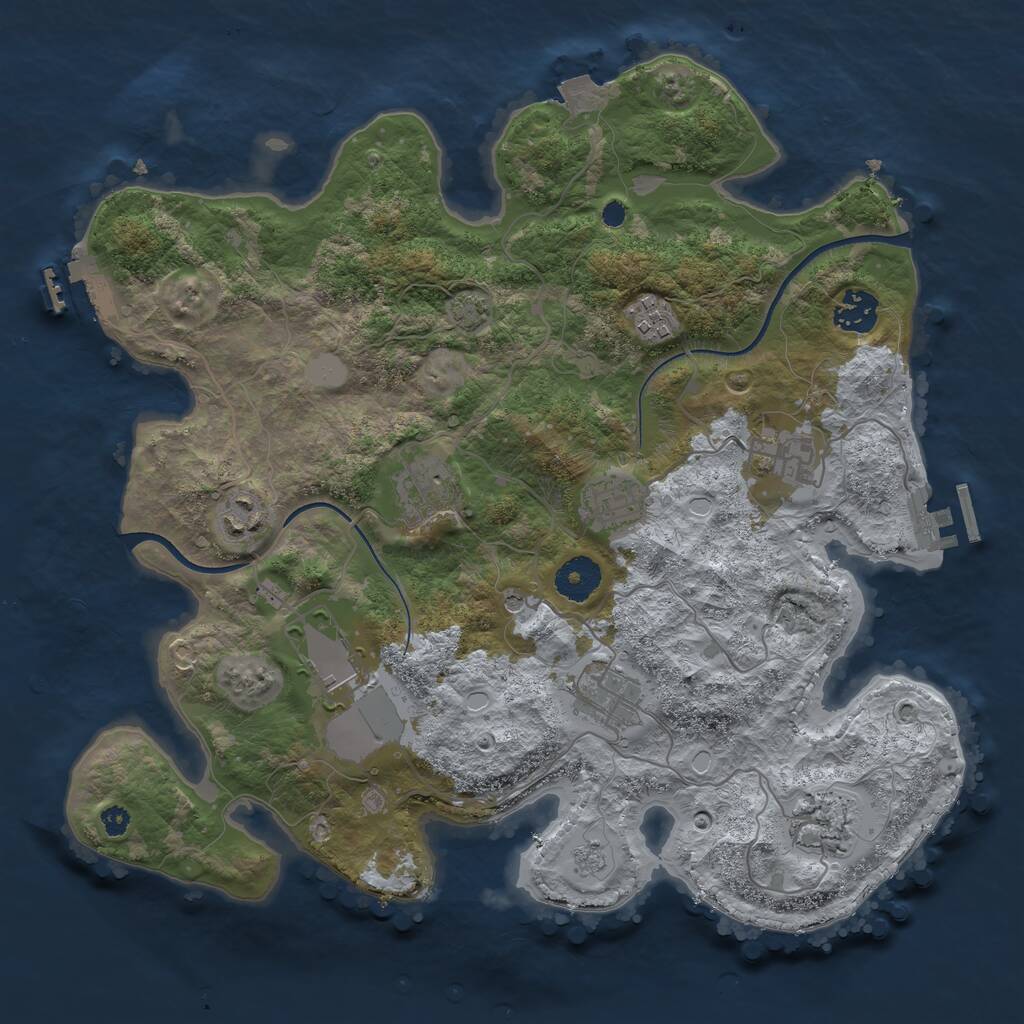 Rust Map: Procedural Map, Size: 3500, Seed: 1675620997, 15 Monuments