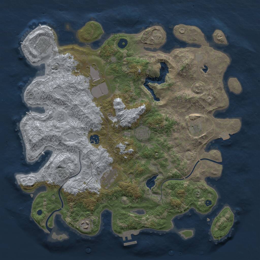 Rust Map: Procedural Map, Size: 4000, Seed: 152815, 13 Monuments