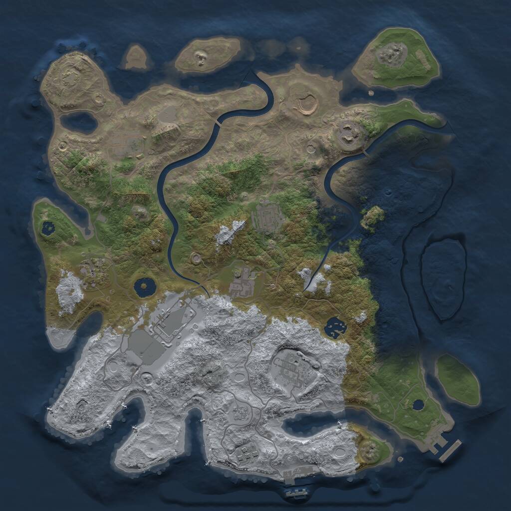 Rust Map: Procedural Map, Size: 3700, Seed: 68324217, 16 Monuments