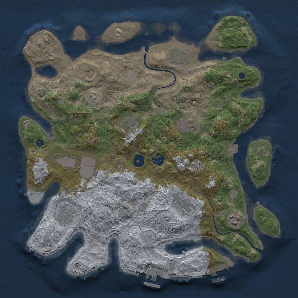 Rust Map: Procedural Map, Size: 3700, Seed: 68324217, 16 Monuments