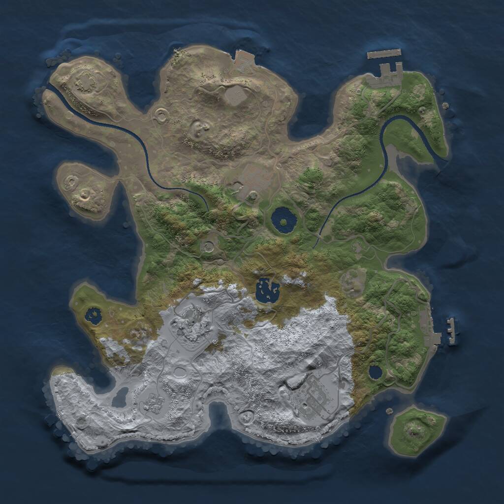 Rust Map: Procedural Map, Size: 3000, Seed: 1176413943, 12 Monuments
