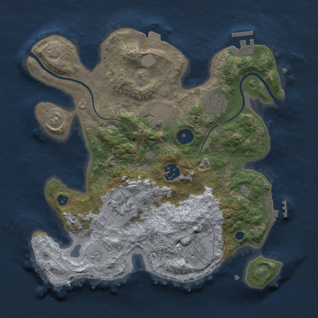 Rust Map: Procedural Map, Size: 3000, Seed: 1176413943, 10 Monuments