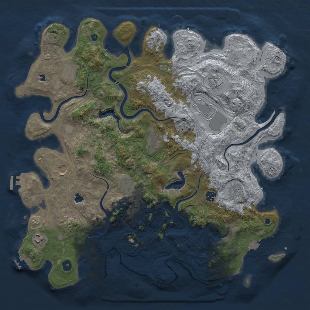 Rust Map: Procedural Map, Size: 4500, Seed: 1454521379, 17 Monuments
