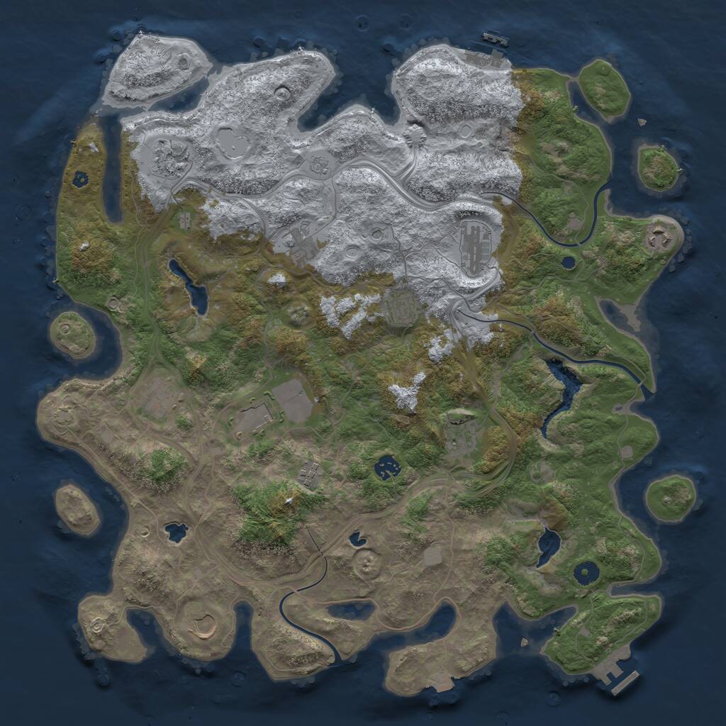 Rust Map: Procedural Map, Size: 4500, Seed: 2058111282, 17 Monuments