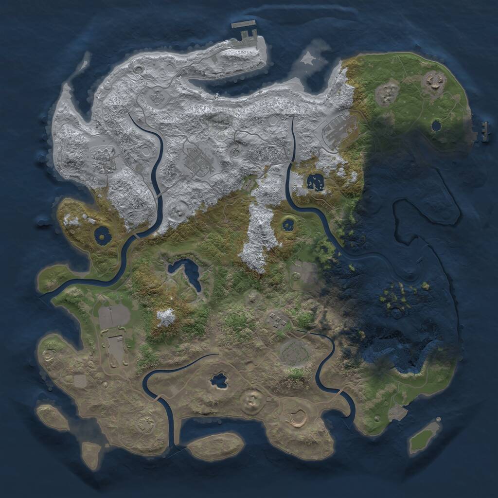 Rust Map: Procedural Map, Size: 4150, Seed: 54783315, 16 Monuments