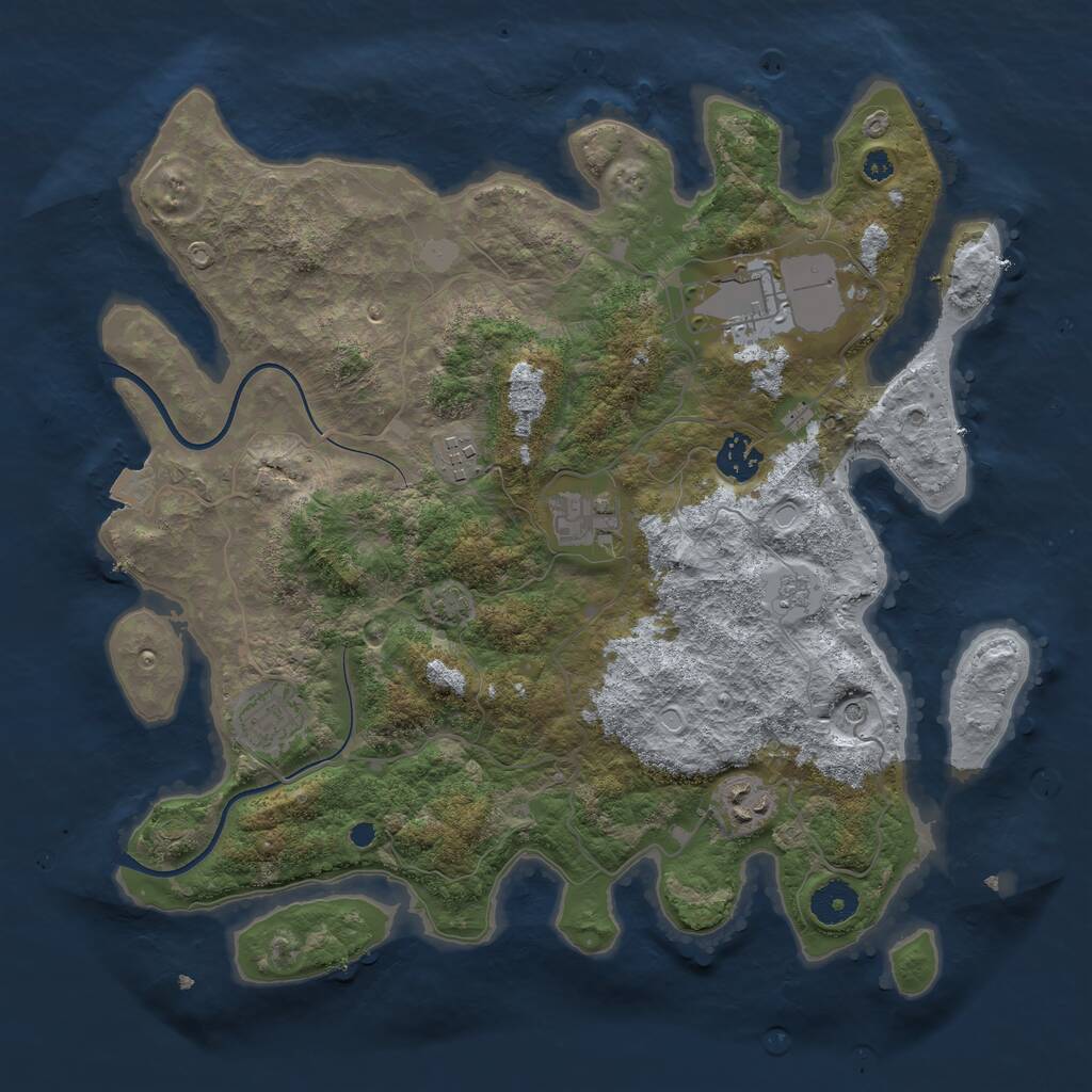 Rust Map: Procedural Map, Size: 3650, Seed: 914006270, 10 Monuments