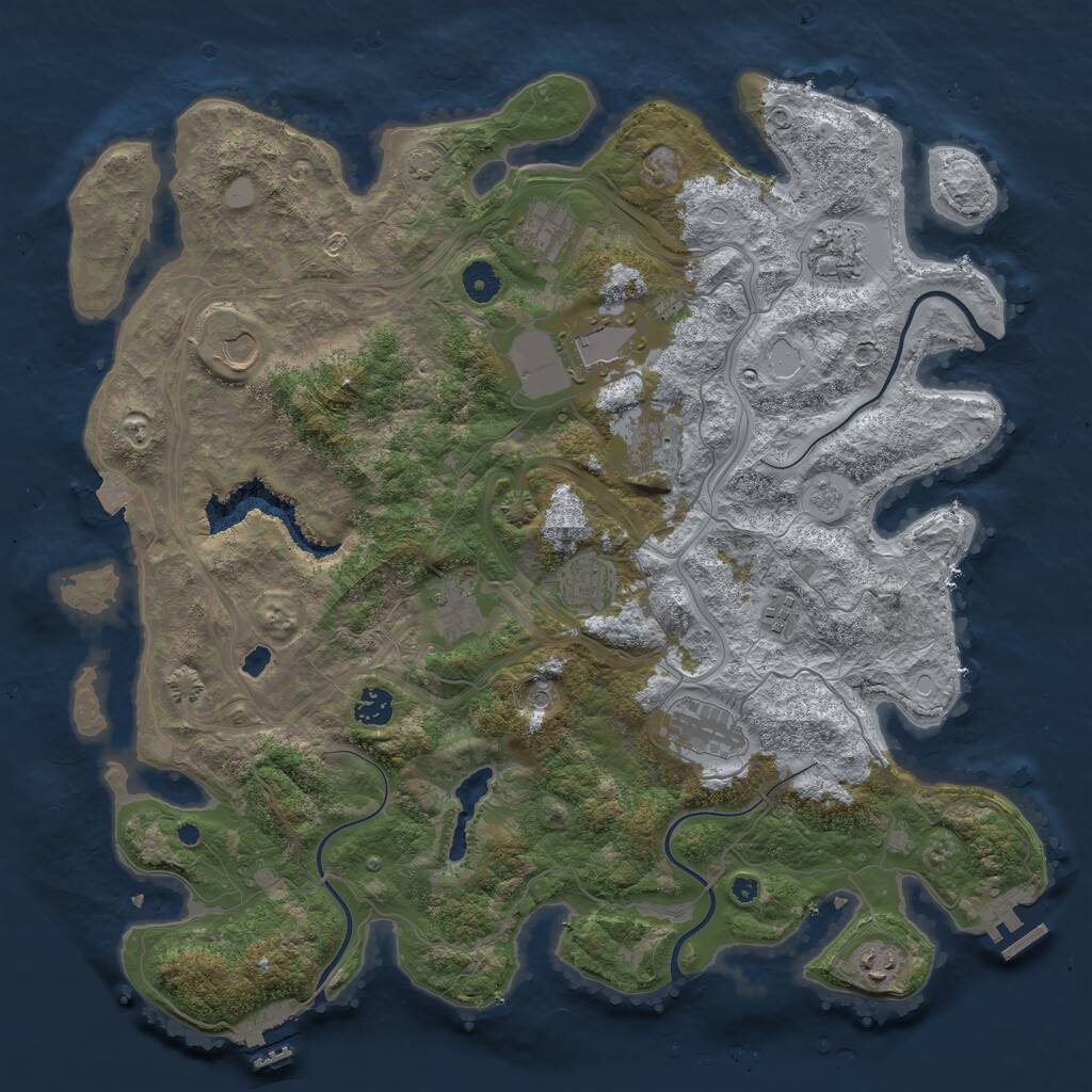 Rust Map: Procedural Map, Size: 4250, Seed: 343851565, 17 Monuments