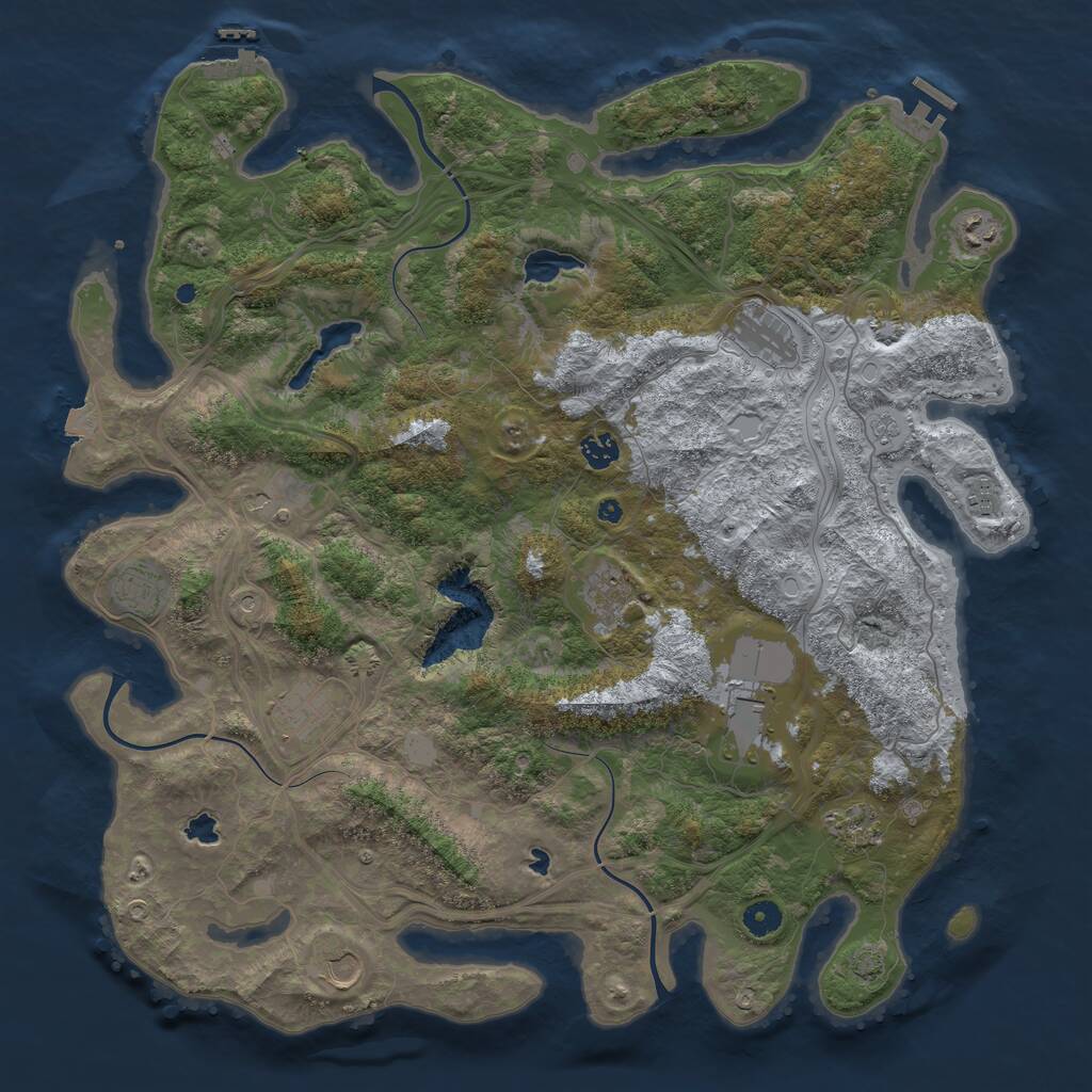 Rust Map: Procedural Map, Size: 4500, Seed: 125438256, 17 Monuments
