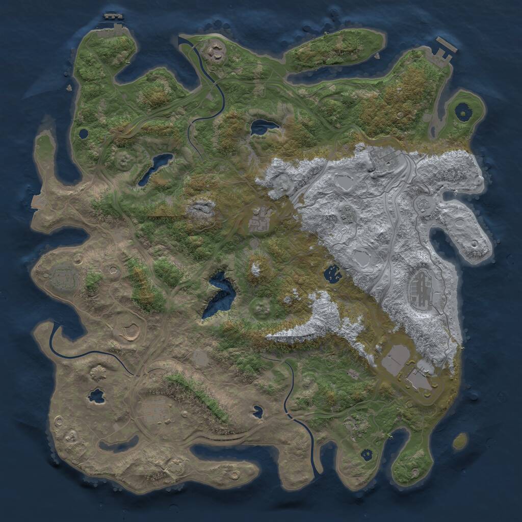 Rust Map: Procedural Map, Size: 4500, Seed: 125438256, 17 Monuments