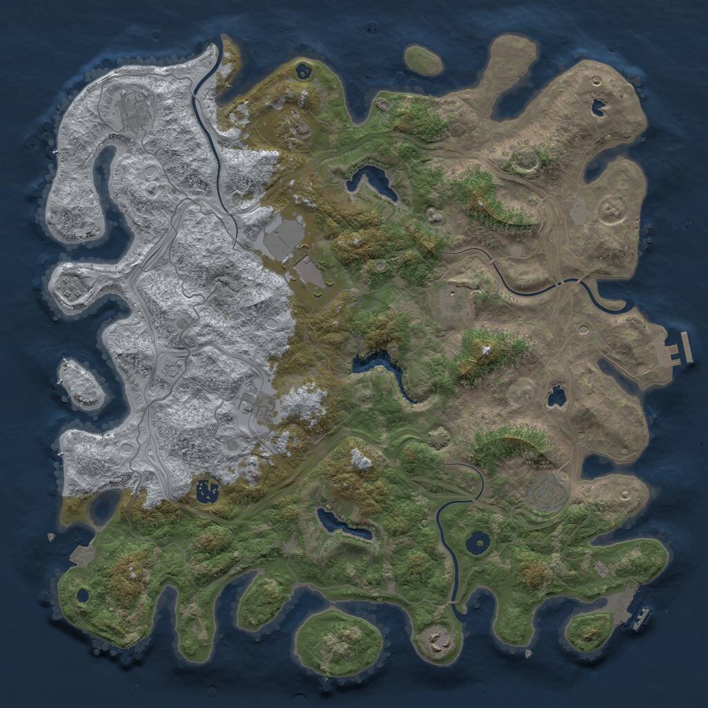 Rust Map: Procedural Map, Size: 4500, Seed: 777255504, 15 Monuments