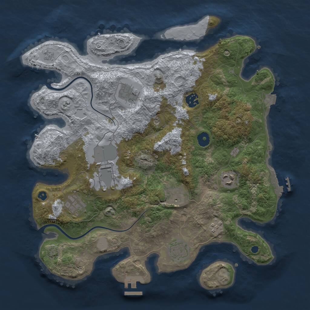 Rust Map: Procedural Map, Size: 3500, Seed: 425959950, 14 Monuments