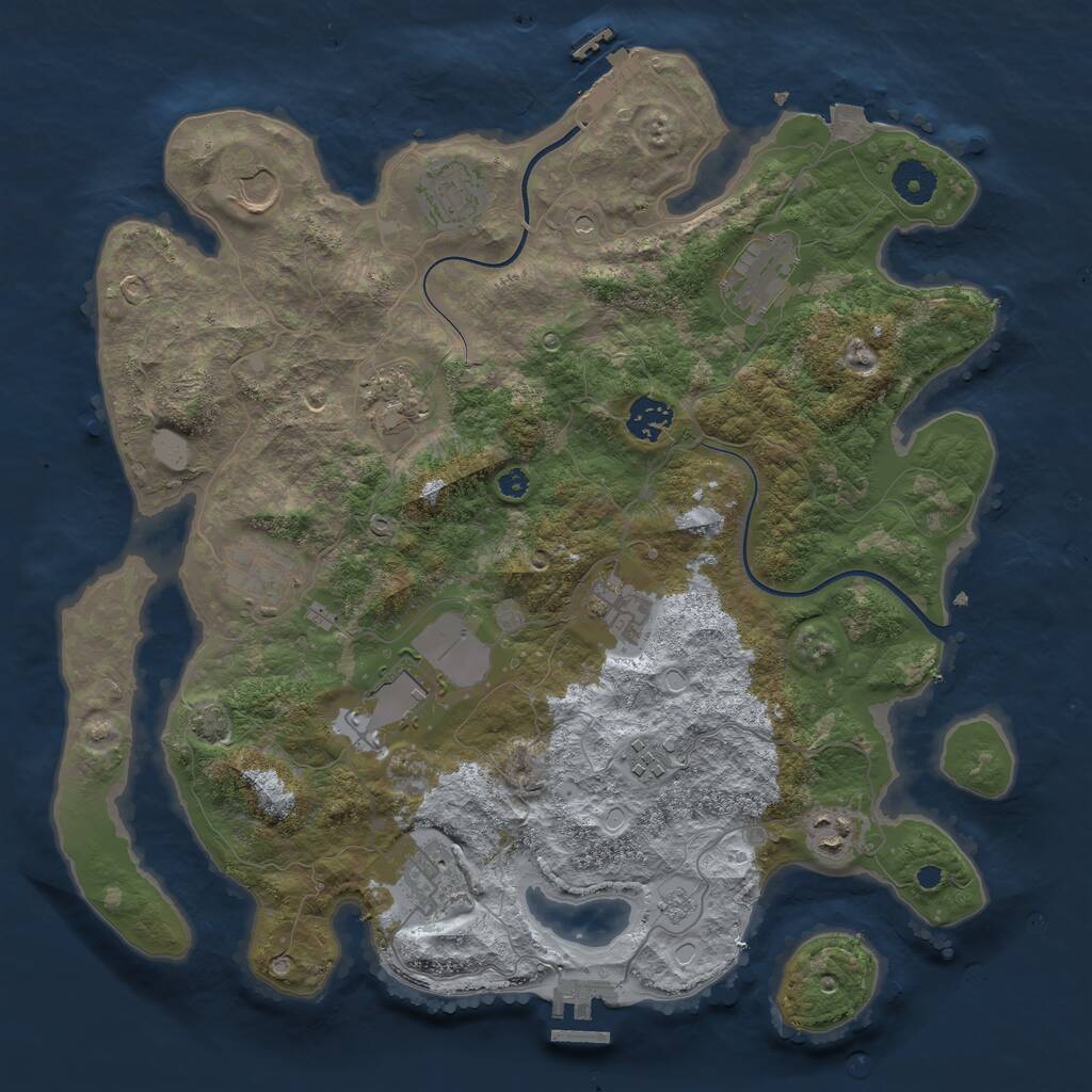 Rust Map: Procedural Map, Size: 3750, Seed: 1930383321, 17 Monuments