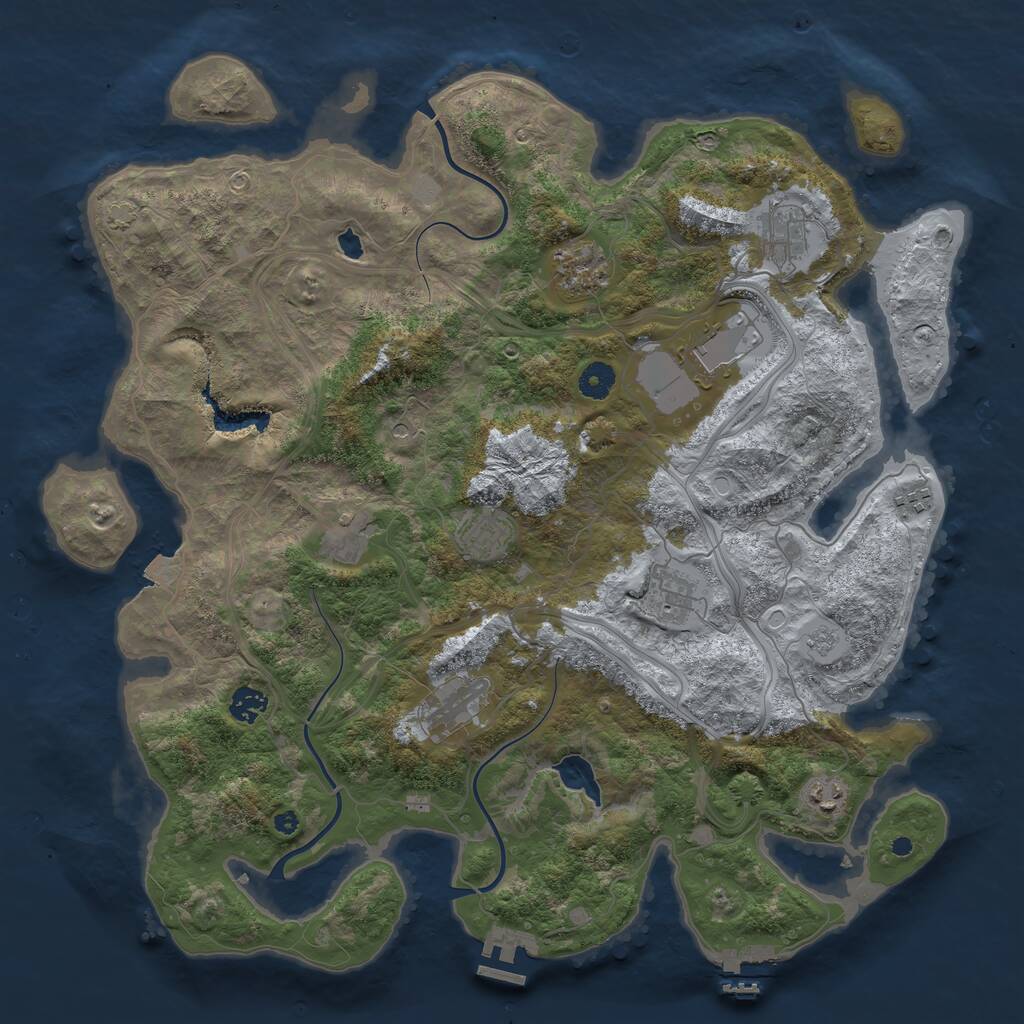 Rust Map: Procedural Map, Size: 4250, Seed: 10384184, 16 Monuments