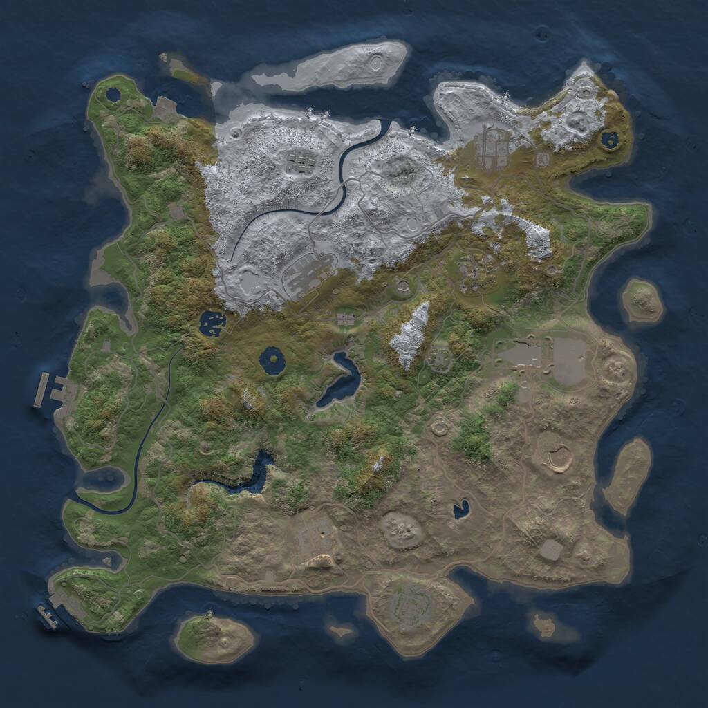 Rust Map: Procedural Map, Size: 4000, Seed: 1490626211, 14 Monuments