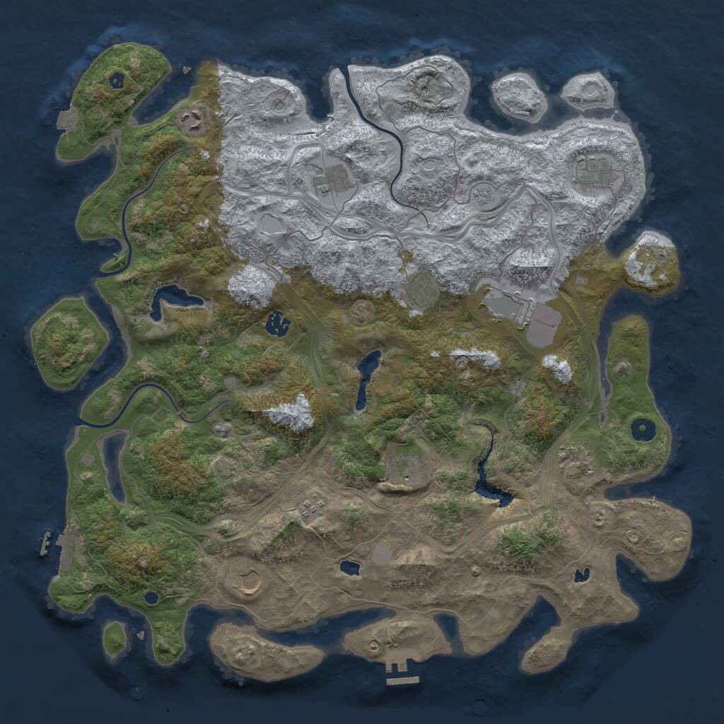 Rust Map: Procedural Map, Size: 4500, Seed: 1356905285, 16 Monuments